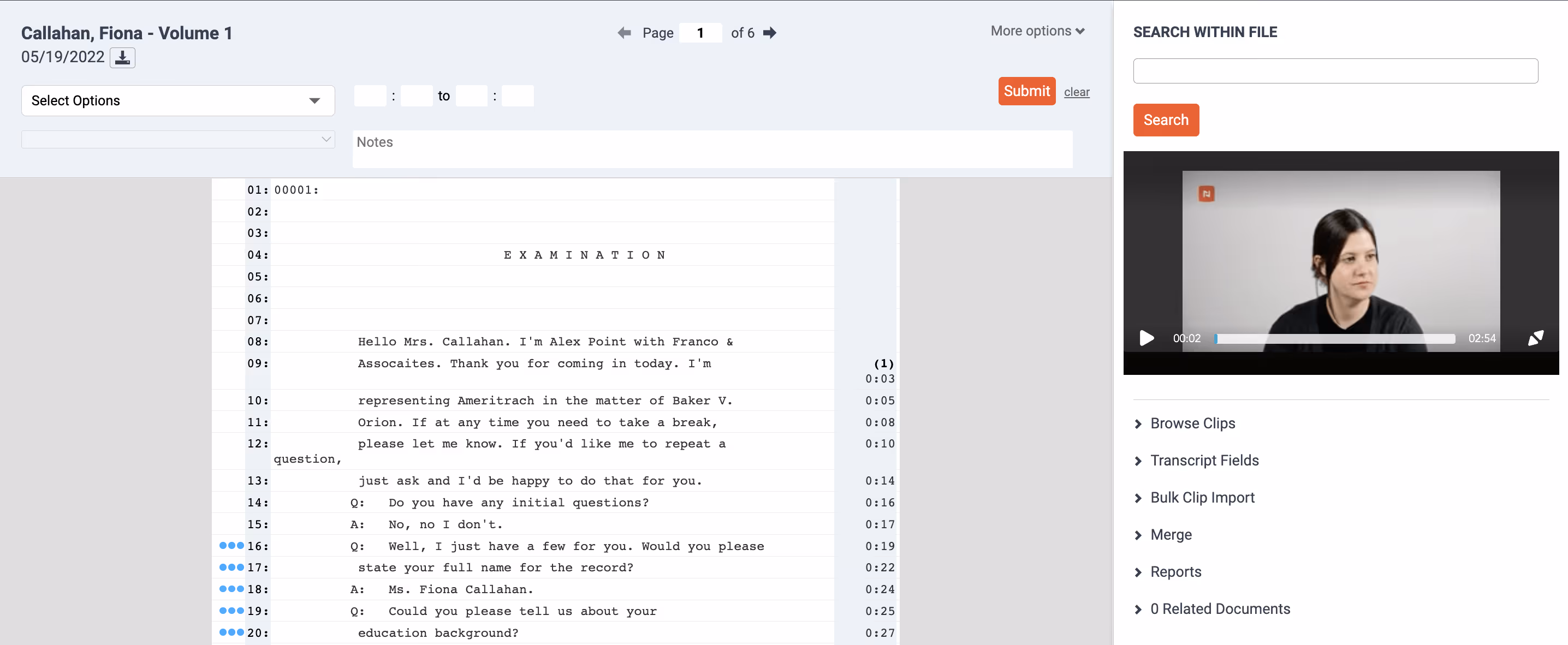 Screenshot in Nextpoint